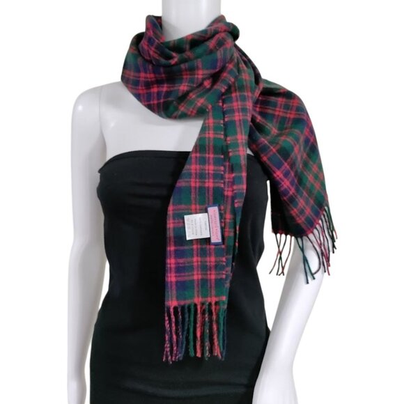 NWT Vineyard Vines Cashmere Scarf Red Green And Blue Plaid Tartan Scarf - Picture 1 of 8